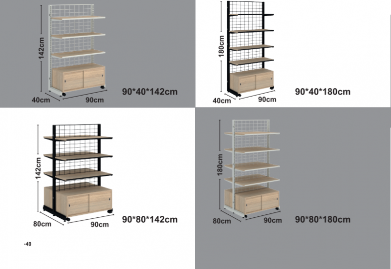Štíhlé dřevěné police + kabinet